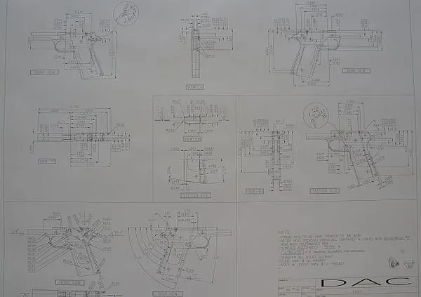 Dlask Arms Tools 1911 Pistol Blueprint poster 24 × 36 pollici impermeabile