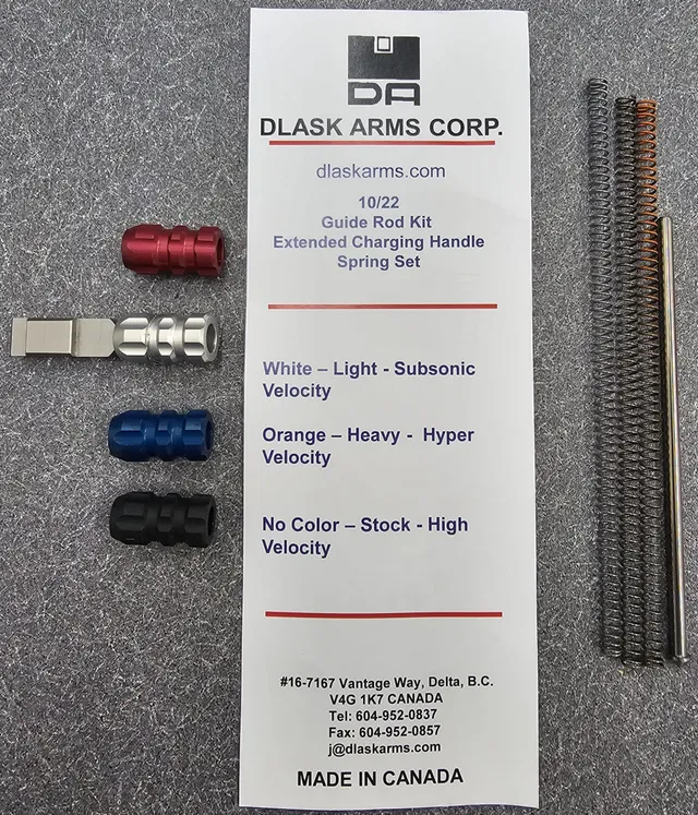 Dlask Arms 10/22, SR 22 & DAR 22 Parts 10/22 Extended Charging Handle and Spring Set