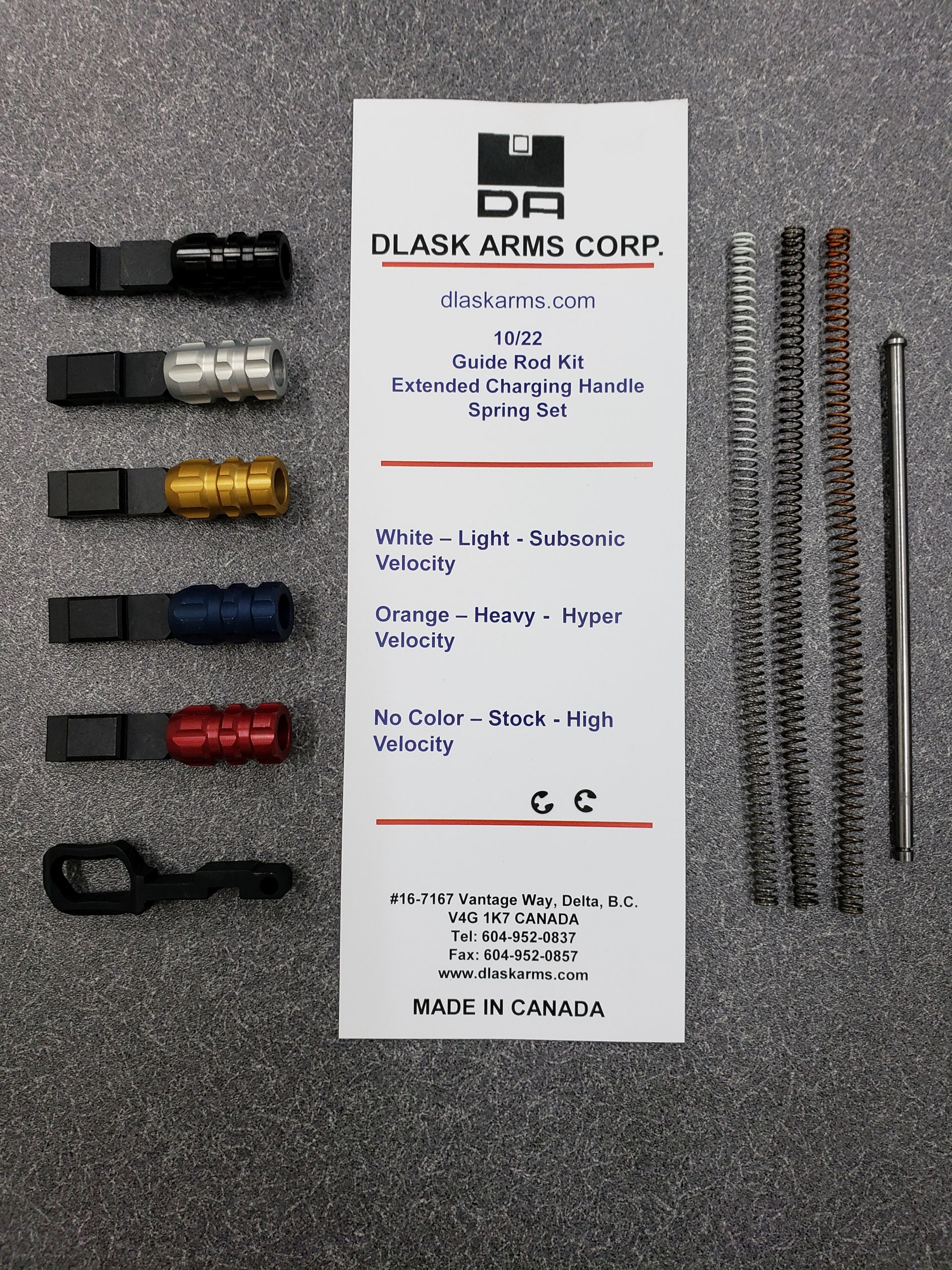Dlask Arms 10/22, SR 22 & DAR 22 Parts 10/22 Extended Charging Handle and Spring Set