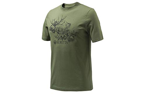 Beretta A400 Series Engraving Alce T-shirt verde uomo