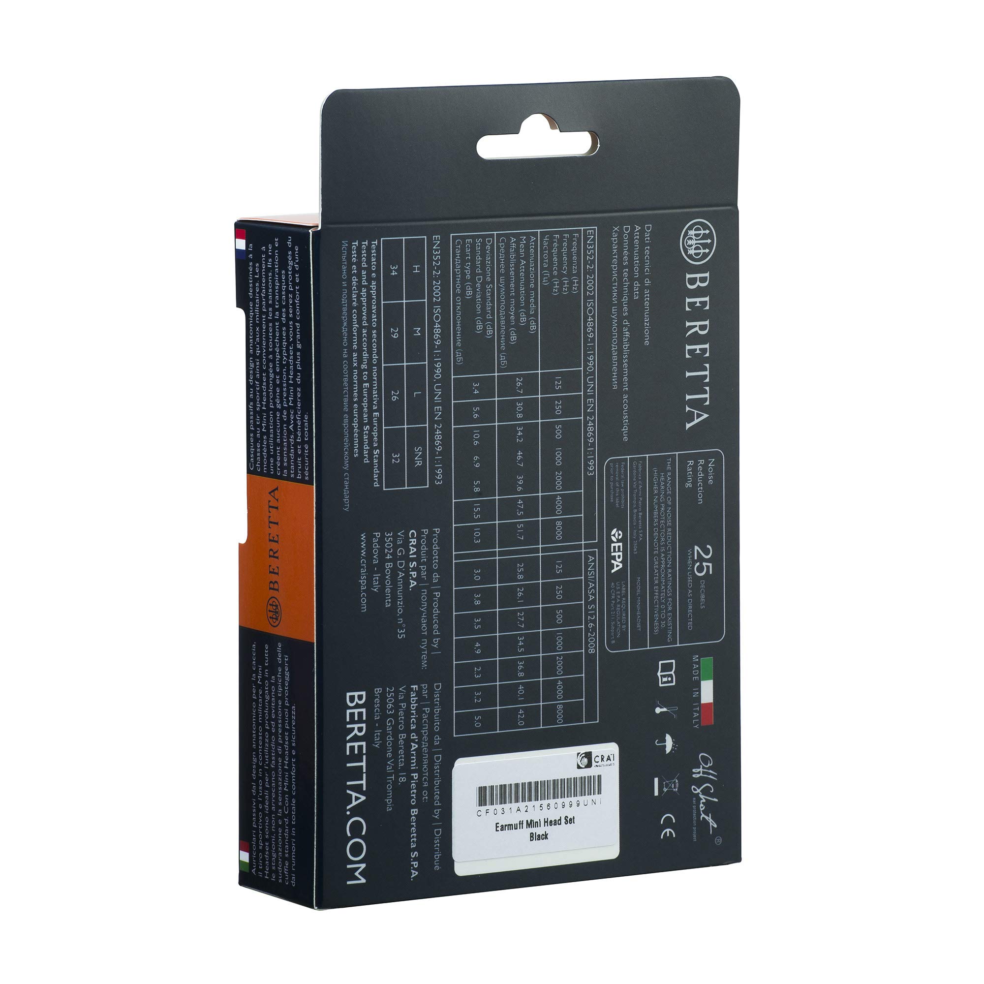 Beretta DT Series Mini Headset auricolari passivi neri 3 taglie