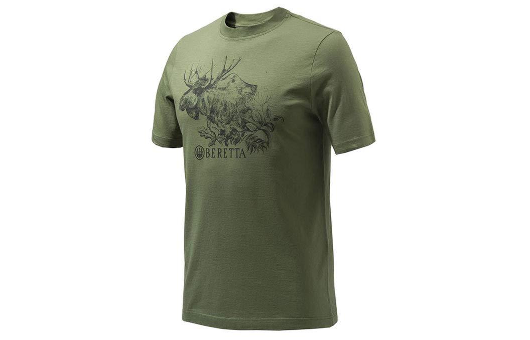 Beretta A400 Series Engraving Alce T-shirt verde uomo
